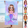 Mermaid Colorful Name Family Personalized Beach Towel