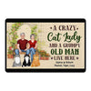 Crazy Cat Lady Grumpy Old Man Flower Gate Personalized Doormat