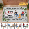Open Door Policy Dog And Wine Couple Personalized Doormat
