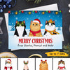 Fluffy Cat Peeking In Snow Christmas Personalized Postcard