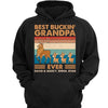 Retro Frame Best Buckin‘ Dad Grandpa Personalized Hoodie Sweatshirt