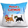 Walking Fluffy Cat Winter Christmas Personalized Pillow (Insert Included)