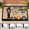 Halloween Home Sweet Haunted Home Doll Witch & Dog Cat Personalized Doormat