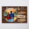 Summer Couple Back View Wood Texture Personalized Horizontal Poster