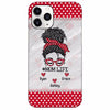 Polka Dot Pattern Messy Bun Mom Grandma Life Personalized Phone Case