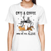 Halloween Coffee & Cats Make Me Feel Alive Skeleton Personalized Shirt