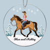 Girl Riding Horse In Snow Christmas Personalized Acrylic Ornament