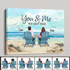 Back View Couple Sitting Beach Landscape Personalized Canvas