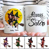 Besties Best Friends Witches Riding Broom Halloween Personalized Mug