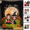 Halloween Doll Couple Sitting Love You To The Moon And Back Personalized Fleece Blanket