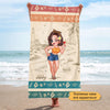 Retro Summer Pretty Woman Personalized Beach Towel