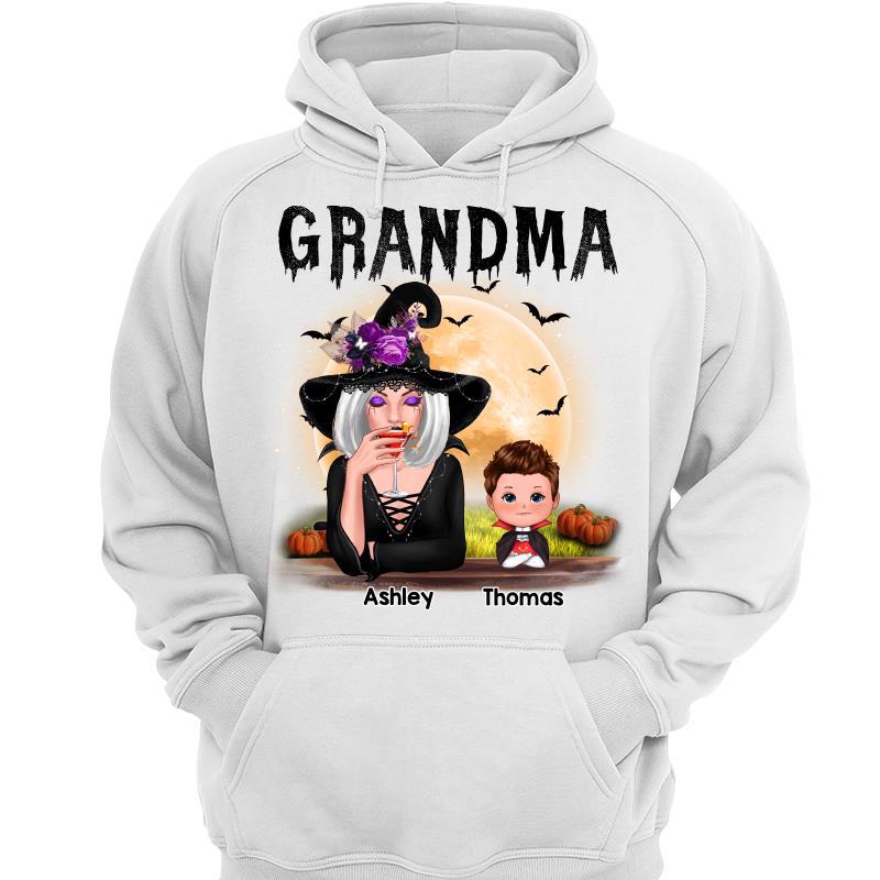 Grandma Mom Witch With GrandKids Halloween Personalized Shirt