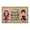 Home Sweet Home House Doll Couple Personalized Doormat