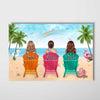 Colorful Summer Besties At Beach Personalized Horizontal Poster