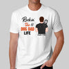 Rockin‘ The Dog Dad Life Man Carrying Dogs On Shoulder Father's Day Gift Personalized Shirt