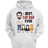 Best Cat Dad Ever Fluffy Cat Caricature Personalized Hoodie Sweatshirt