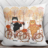 Fall Season Fluffy Cats Riding Bike Personalized Pillow (Insert Included)