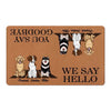 We Say Hello You Say Goodbye Sitting Dog Personalized Doormat