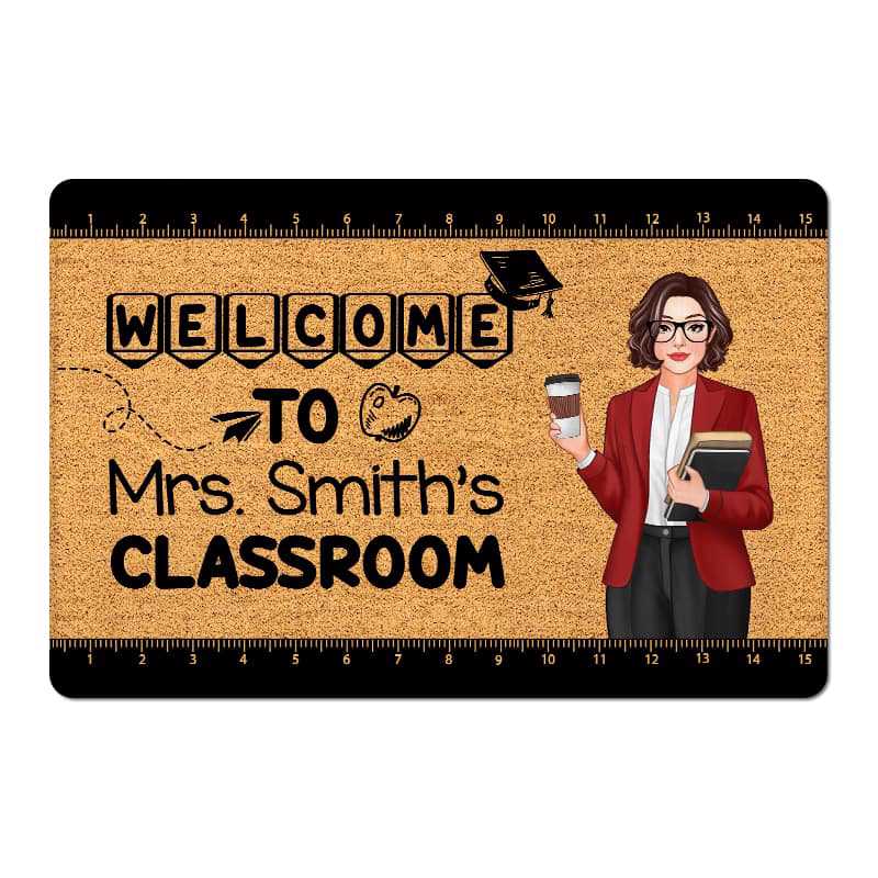 Welcome To Teacher Classroom Simple Pretty Personalized Doormat