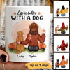 Girl And Dog Sitting In Pumpkin Patch Fall Season Personalized Mug