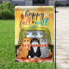 Fall Season Cats On Truck Personalized Garden Flag