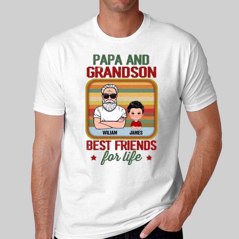 Grandpa Grandkids Best Friends For Life Personalized Shirt