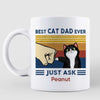 Best Cat Dad Fluffy Cat Personalized White Mug