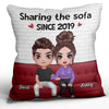 Doll Couple Sharing Sofa Personalized Pillow (Insert Included)