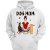 Dog Mom Pattern Pretty Woman Sitting With Cute Sitting Dog Personalized Shirt