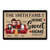 Doll Couple And Cats Sitting On Couch Home Sweet Home Personalized Doormat