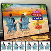 Beach Landscape Back View Couple Sitting Personalized Horizontal Poster