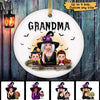 Grandma Mom Witch With GrandKids Halloween Personalized Circle Ornament