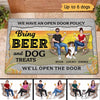 Open Door Policy Dog And Beer Couple Personalized Doormat