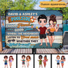 Doll Couple Colorful Poolside Welcome Personalized Metal Sign