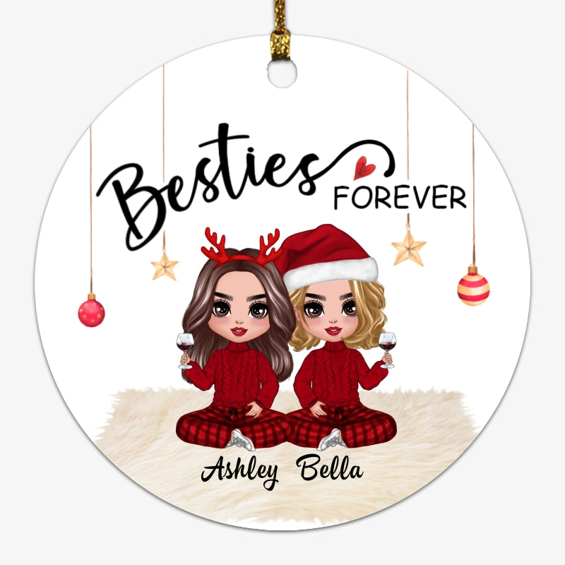 Doll Besties Christmas Checkered Pants Personalized Circle Ornament