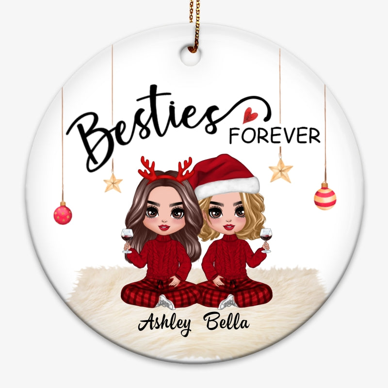 Doll Besties Christmas Checkered Pants Personalized Circle Ornament
