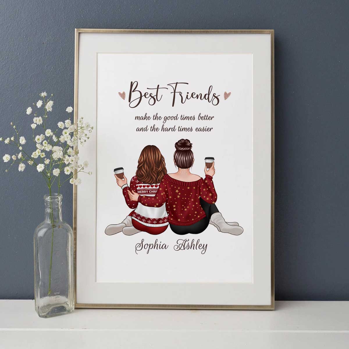 Best Friends Make The Good Time Better Embracing Besties Personalized Vertical Poster