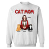 Cat Mom Red Pattern Pretty Woman & Fluffy Cat Personalized Shirt