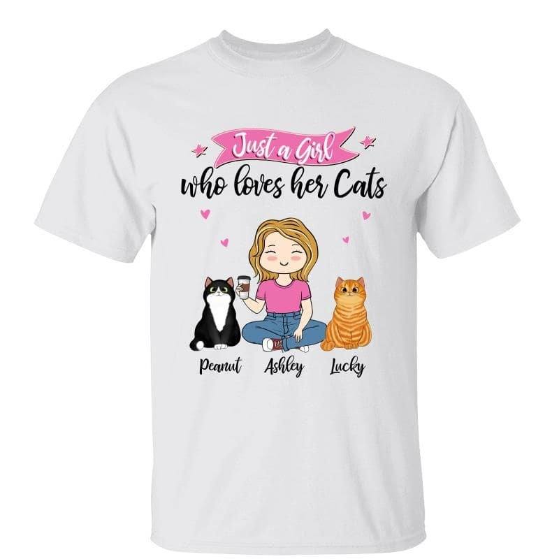 A Chibi Girl Loves Her Cats Cat Mom Personalized Shirt