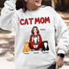 Cat Mom Red Pattern Pretty Woman & Fluffy Cat Personalized Shirt