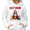 Cat Mom Red Pattern Pretty Woman & Fluffy Cat Personalized Shirt