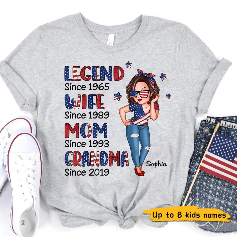 Legend Wife Mom Grandma 4th Of July Independence Day Personalized Shirt