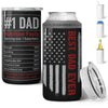 Best Dad Ever Flag Gift For Dad Nutrition Facts 4 in 1 Can Cooler