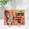 Angels Among Us Butter Fly Memorial Photo Keepsake Personalized 2-Layer Wooden Plaque