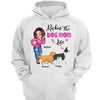 Rockin‘ The Dog Mom Life Pink Sassy Girl & Walking Dog Personalized Hoodie Sweatshirt