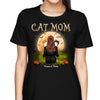 Cat Mom Back View Moon Background Personalized Shirt