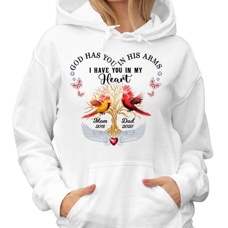 Cardinals God Has You In His Arms Memorial Personalized Hoodie Sweatshirt