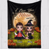 Halloween Doll Couple Sitting Love You To The Moon And Back Personalized Fleece Blanket