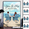 Back View Couple Sitting Beach Landscape Personalized Vertical Poster