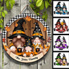 Home Sweet Gnome Family Fall Halloween Decor Personalized Door Hanger Sign